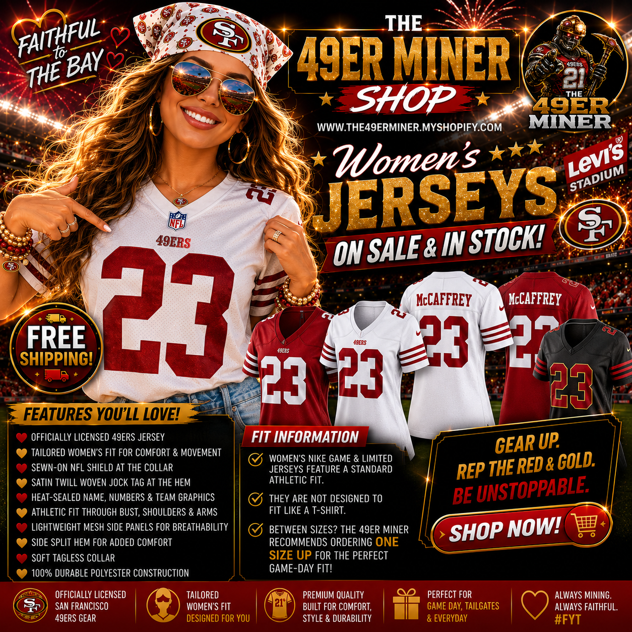 Women's San Francisco 49ers - Limited Stitched Football Jersey