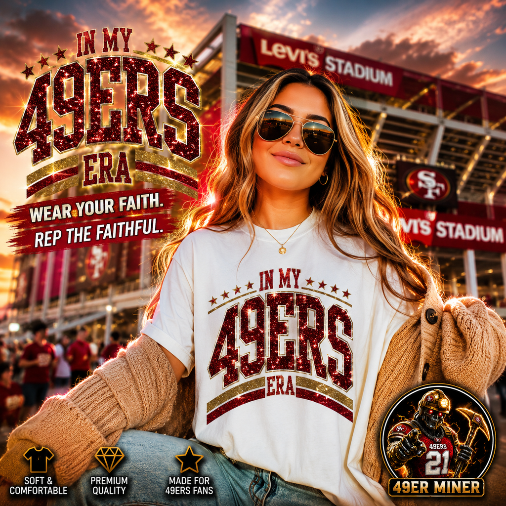 Women's In My 49ers Era Printed Fashion Casual Summer Clothing T-Shirt Watercolor 90s Short Sleeved Clothing Women's Pattern T-S