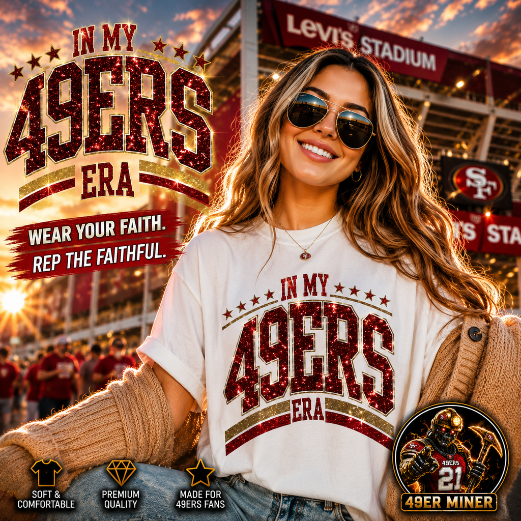 Women's In My 49ers Era Printed Fashion Casual Summer Clothing T-Shirt Watercolor 90s Short Sleeved Clothing Women's Pattern T-S