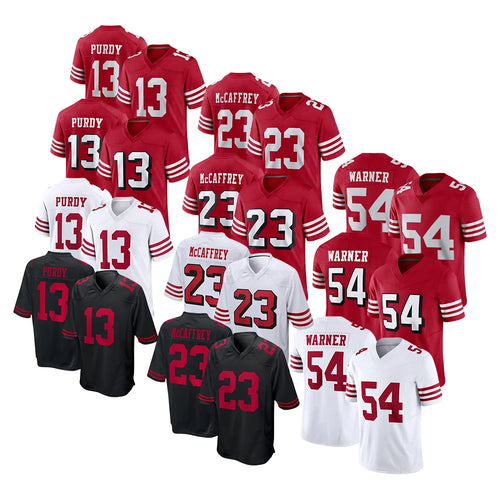 San Francisco 49ers Men's Football Jersey s - 23 Christian McCaffrey  - 13 Brock Purdy - 54 Fred Warner  Stitched American Football Limited Jersey