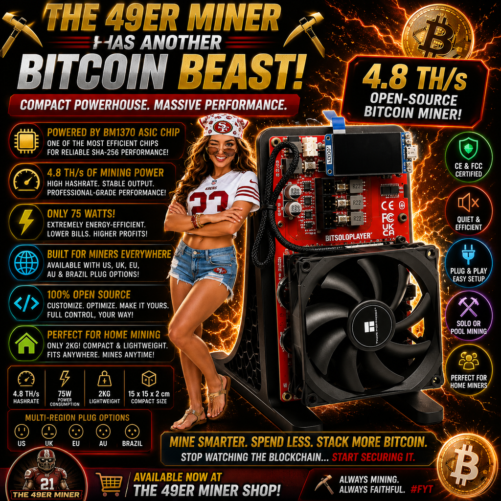 Limited Edition 49ers RED NerdQaxe++ 4.8Th/s Bitcoin Miner BM1370 Chip Solo BTC 2.4G WiFi Open-Source BTC Mining Machine
