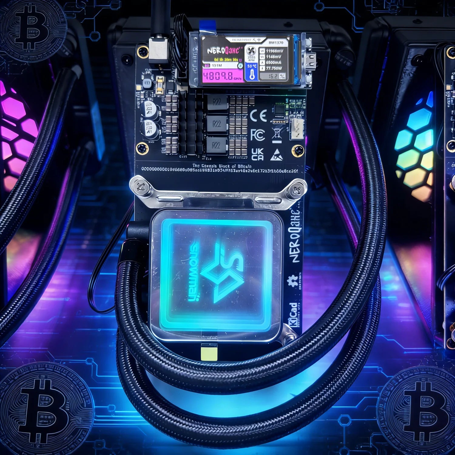 NerdQaxe++ Hydro Bitcoin Miner 6TH/s CE FCC Certification Liquid-Cooled Bitcoin Miner with 4*BM1370 ASIC Chips