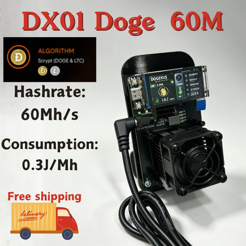 The DOGEXUS - DX01 60MH/s Solo Miner - 19watts
