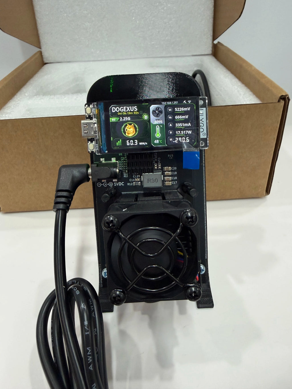 The DOGEXUS - DX01 60MH/s Solo Miner - 19watts